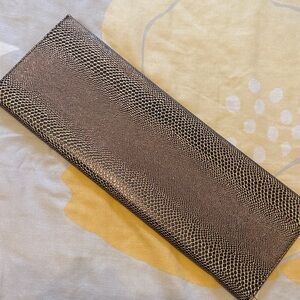 Charming Charlie Metallic Bronze Snake-Embossed Long Wallet